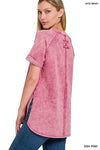 French Terry Acid Wash Short Sleeve Pullover