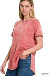 French Terry Acid Wash Short Sleeve Pullover