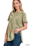 French Terry Acid Wash Short Sleeve Pullover