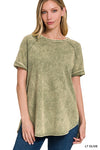 French Terry Acid Wash Short Sleeve Pullover