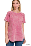 French Terry Acid Wash Short Sleeve Pullover