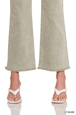 Acid Wash Frayed Hem Denim Pants