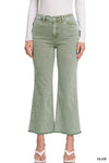 Acid Wash Frayed Hem Denim Pants