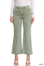 Acid Wash Frayed Hem Denim Pants