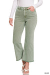 Acid Wash Frayed Hem Denim Pants