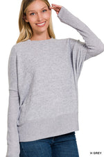 Brushed Melange Dolman Sleeve Sweater