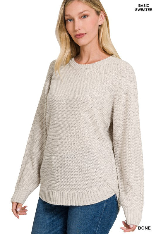 Round Neck Textured Sweater