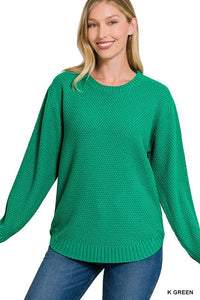 Round Neck Textured Sweater