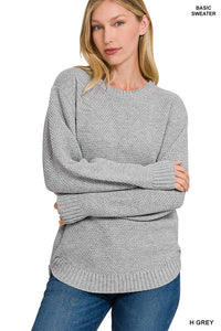 Round Neck Textured Sweater