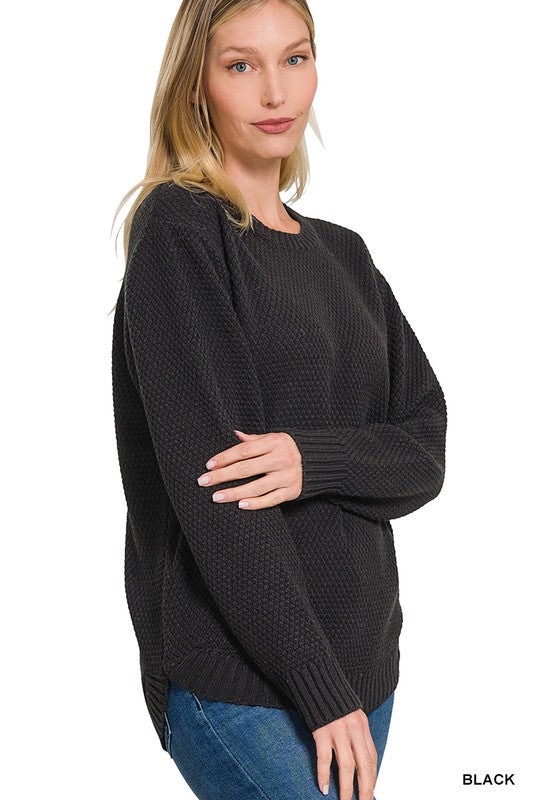 Round Neck Textured Sweater