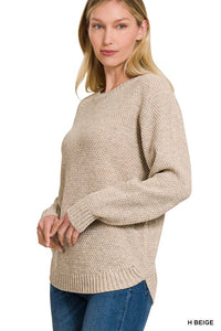 Round Neck Textured Sweater