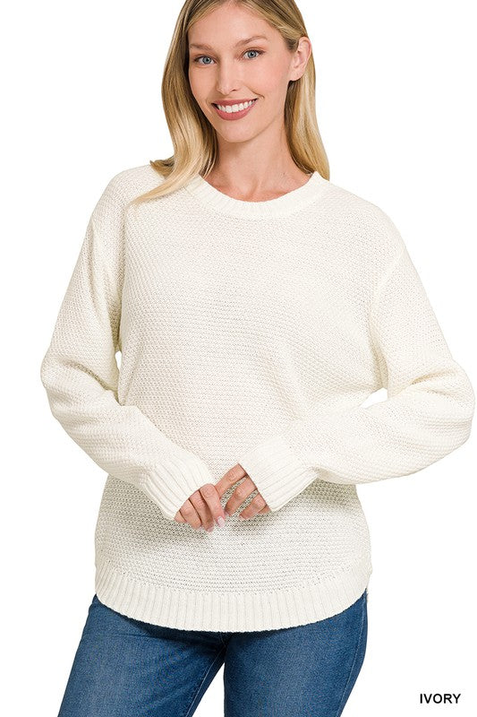 Round Neck Textured Sweater