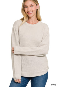 Round Neck Textured Sweater