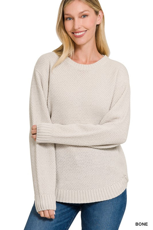 Round Neck Textured Sweater