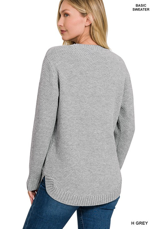 Round Neck Textured Sweater