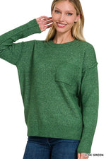 Hi-Low Hem Round Neck Sweater