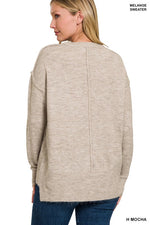 Hi-Low Hem Round Neck Sweater
