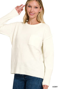 Hi-Low Hem Round Neck Sweater