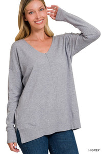 V-Neck Front Seam Sweater