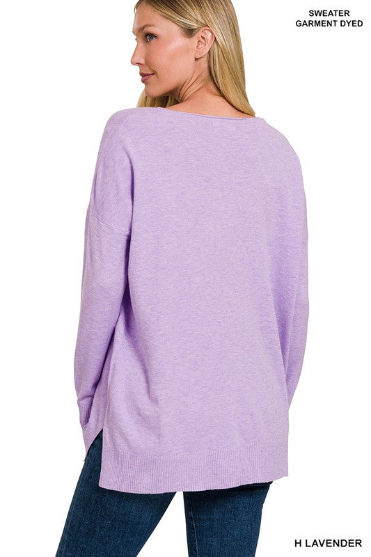 V-Neck Front Seam Sweater