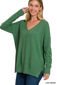 V-Neck Front Seam Sweater