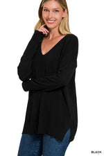 V-Neck Front Seam Sweater