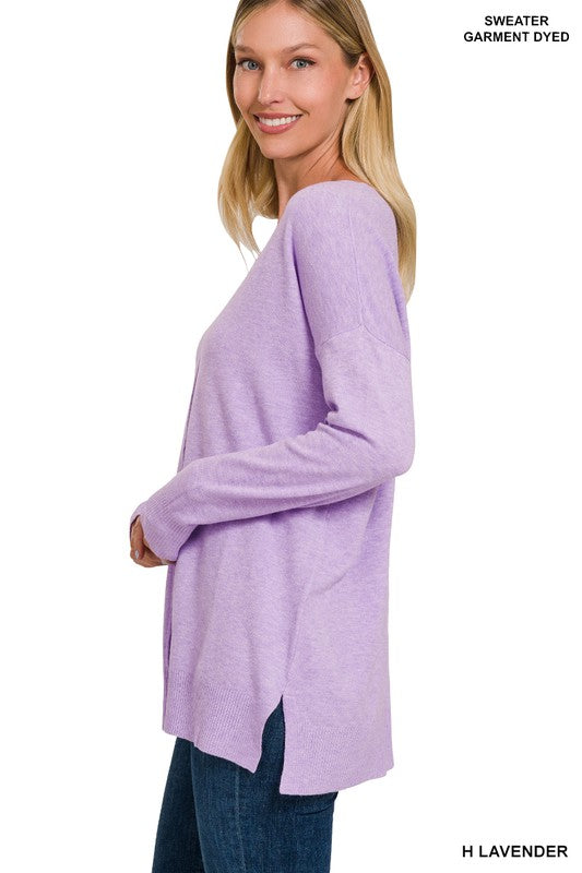 V-Neck Front Seam Sweater