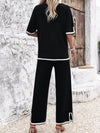 Contrast Trim Top and Pants Set