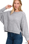 Brushed Hacci Split Pullover