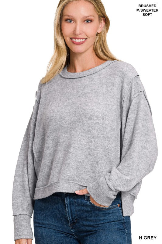 Brushed Hacci Split Pullover