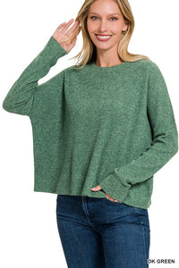 Ribbed Dolman Long Sleeve Top