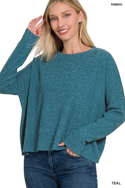 Ribbed Dolman Long Sleeve Top