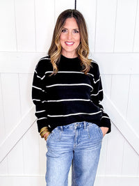 Zenana Round Neck Stripe Sweater