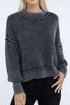 Vintage Washed Side Slit Sweater