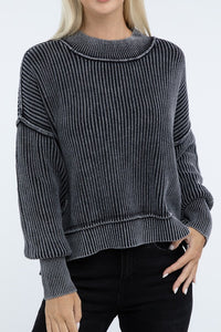 Vintage Washed Side Slit Sweater
