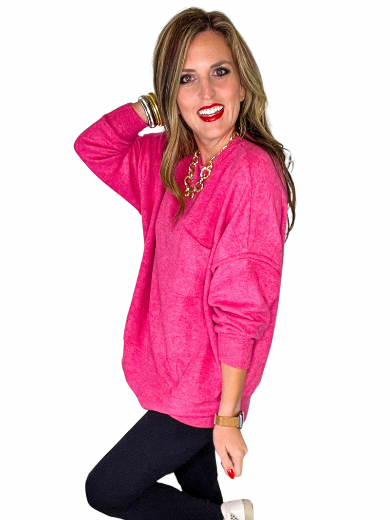 Brushed Melange Drop Shoulder Oversized Sweater