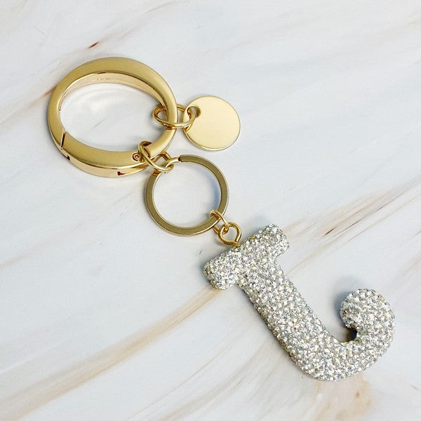 It Girl Glam Initial Key Chain - Crystal Clear