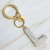 It Girl Glam Initial Key Chain - Crystal Clear