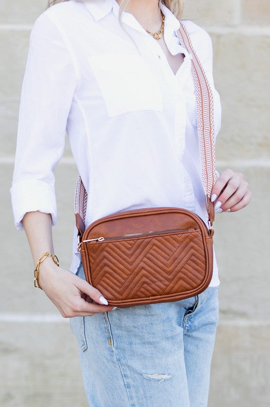 Chevron Leather Crossbody