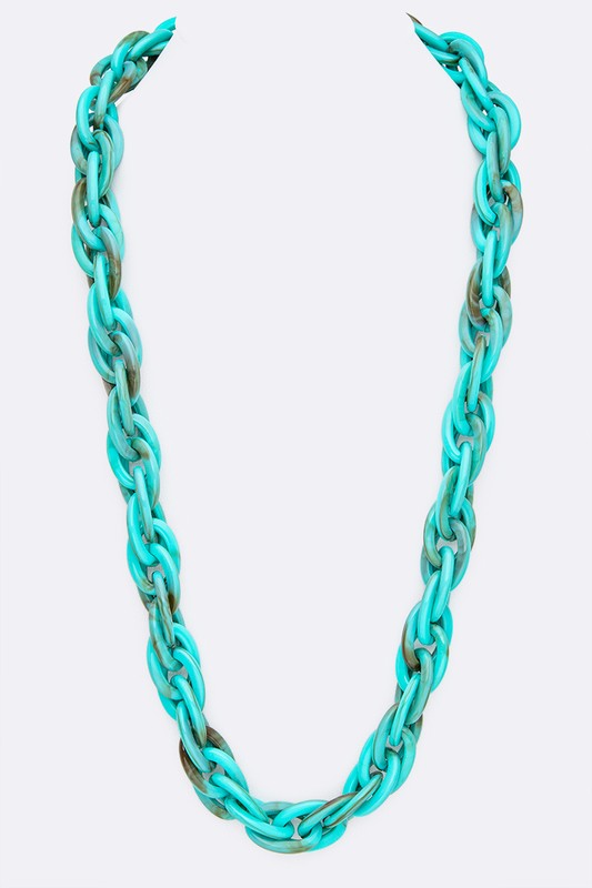 INTERLOCK RESIN CHAIN LINK LONG NECKLACE