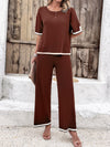 Contrast Trim Top and Pants Set