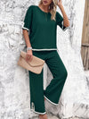 Contrast Trim Top and Pants Set