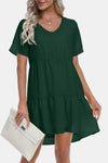 V-Neck Short Sleeve Tiered Dress
