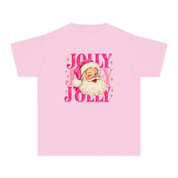 Youth Pink Jolly Santa Comfort Colors Tee