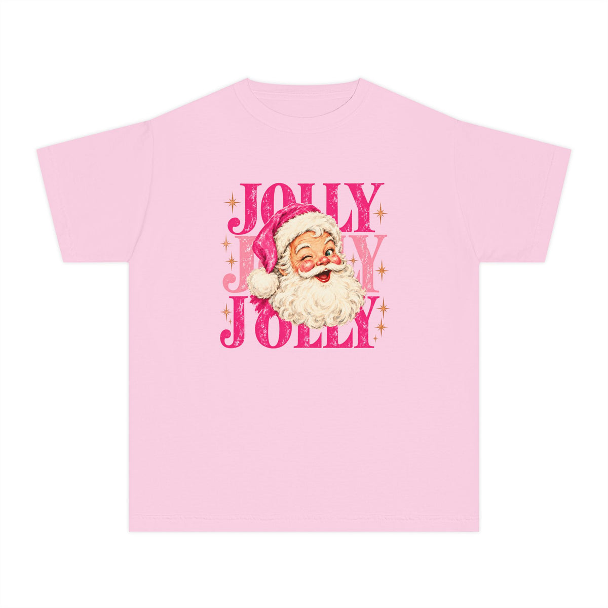 Youth Pink Jolly Santa Comfort Colors Tee