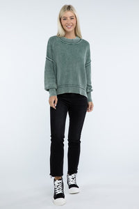 Vintage Washed Side Slit Sweater