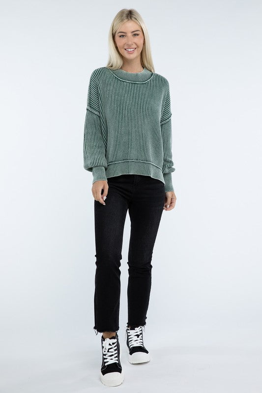 Vintage Washed Side Slit Sweater