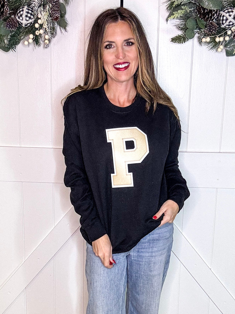 VARSITY P BLACK SWEATSHIRT