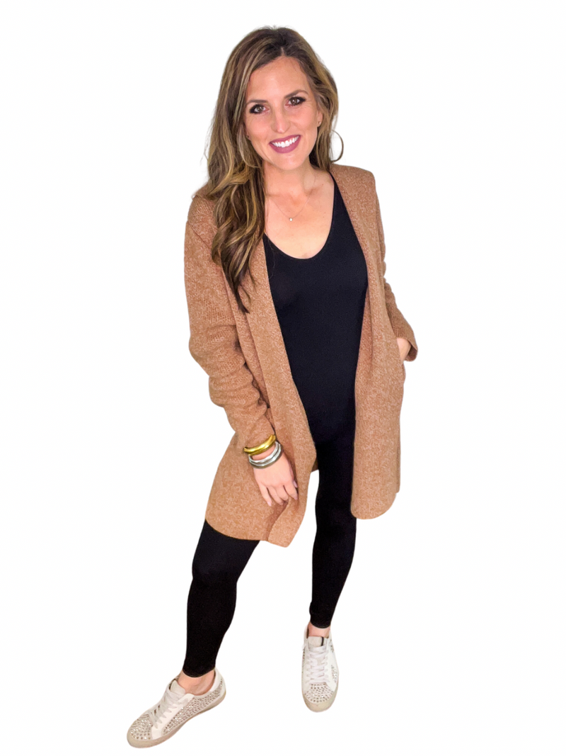 Hooded Open Front Sweater Cardigan