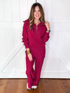 Zenana Ribbed Quarter Zip Pullover & Pants Set